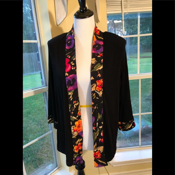 TanJay Floral Trimmed Black Jacket - Picture 1 of 5